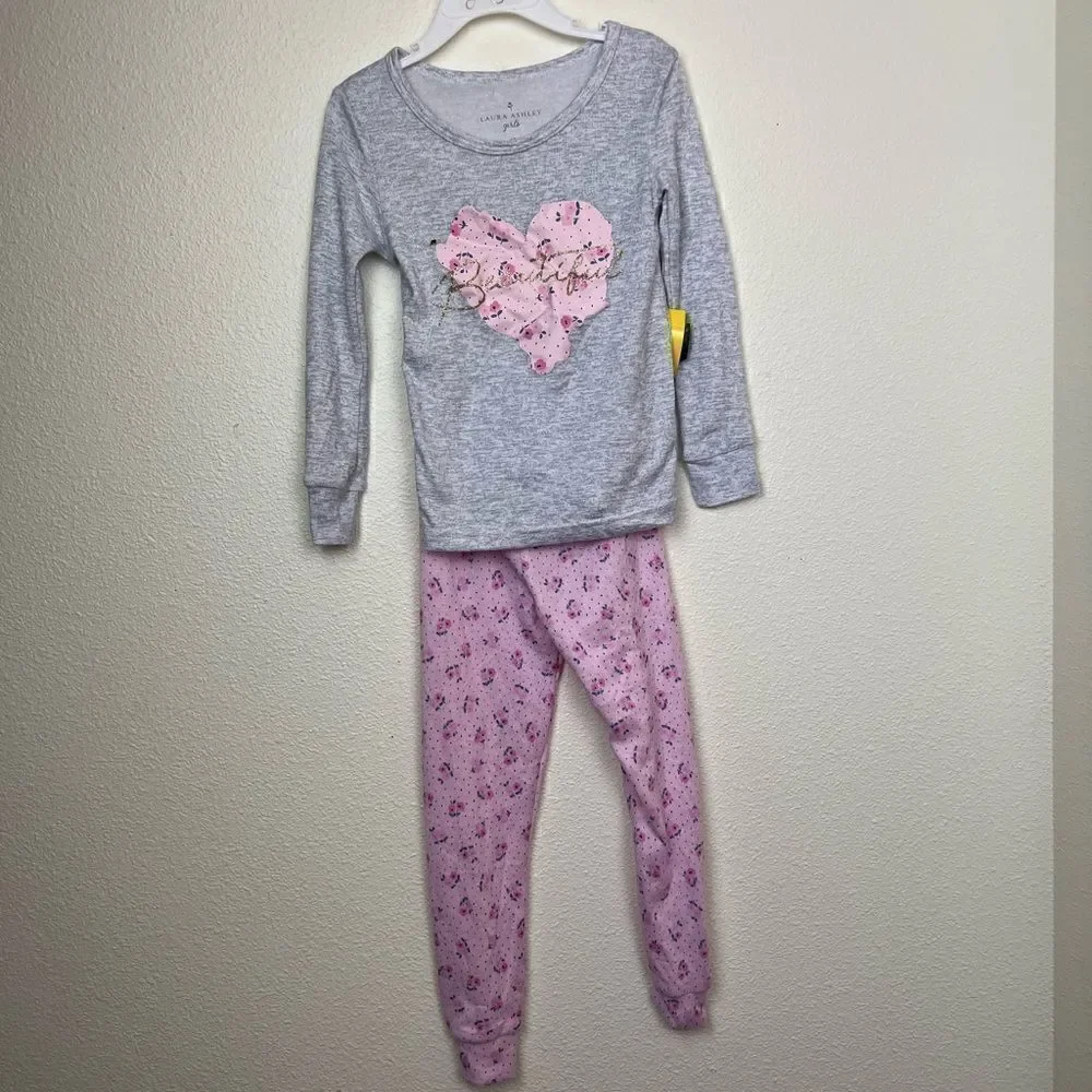 Laura Ashley Toddler Pink/Gray Ditsy Floral Sleep Set size 4 t